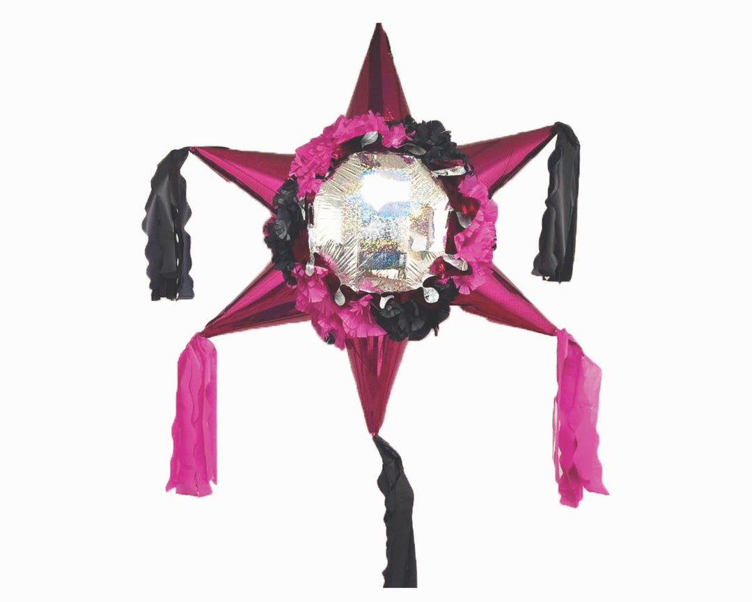 Pink, Black, and Silver Star Pinata