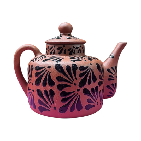Mexican Clay Teapot Tetera Relieve