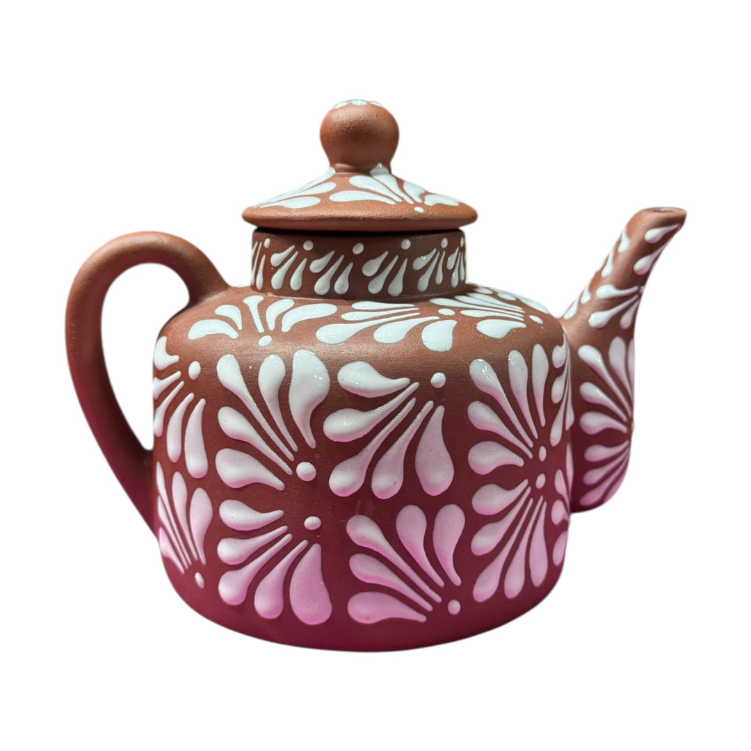 Mexican Clay Teapot Tetera Relieve