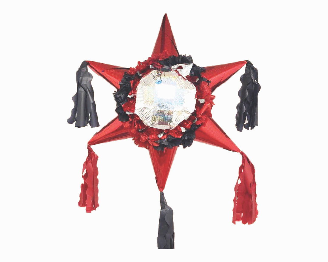 Red, Black, and Silver Star Pinata