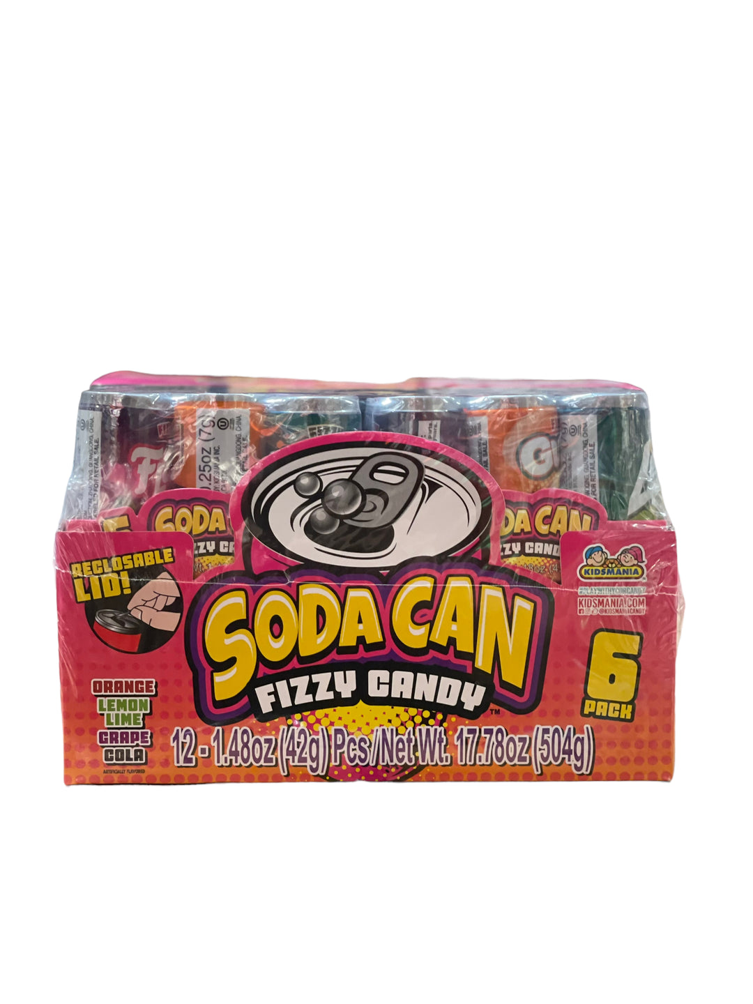 Kids Mania Soda Can Fizzy Candy 12ct 6packs
